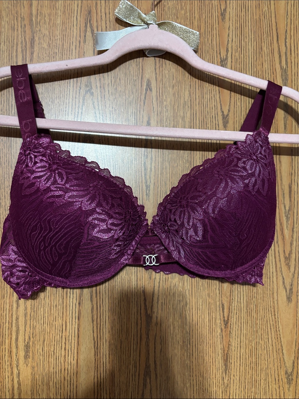 bebe Lace Underwire Bra in Plum